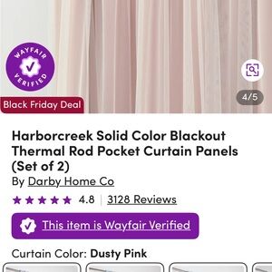 Darby Home Co Soft Pink Blackout Curtains (Set of 2) size 52”x84”